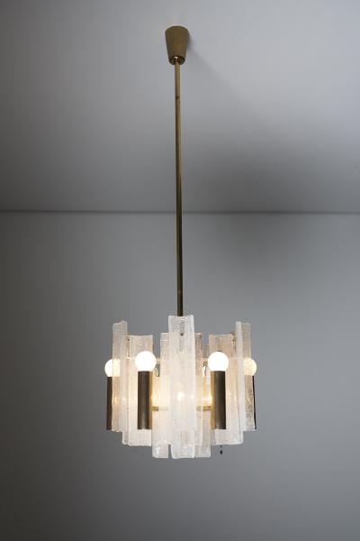  J T Kalmar Kalmar Lighting Brass and Glass Lipizza Chandelier 1960s