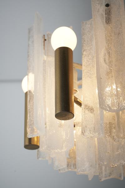  J T Kalmar Kalmar Lighting Brass and Glass Lipizza Chandelier 1960s