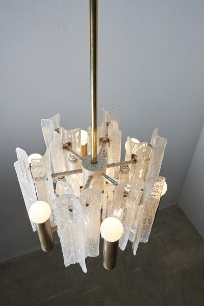  J T Kalmar Kalmar Lighting Brass and Glass Lipizza Chandelier 1960s