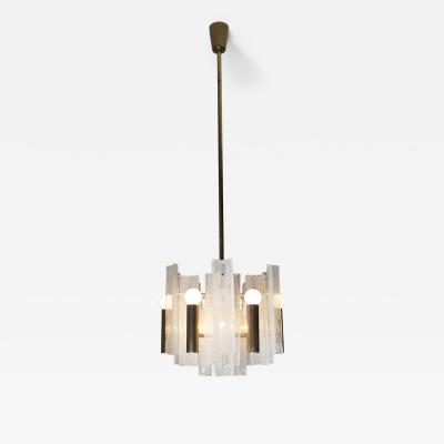 J T Kalmar Kalmar Lighting Brass and Glass Lipizza Chandelier 1960s