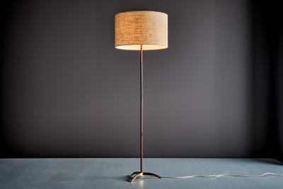  J T Kalmar Kalmar Lighting Floor Lamp in Brass and Wood by Kalmar