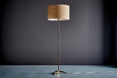  J T Kalmar Kalmar Lighting Floor Lamp in Brass and Wood by Kalmar