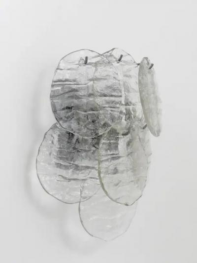  J T Kalmar Kalmar Lighting J T Kalmar Blatt Modernist Ice Glass Disc Sconce Wall Light Austria 1960s