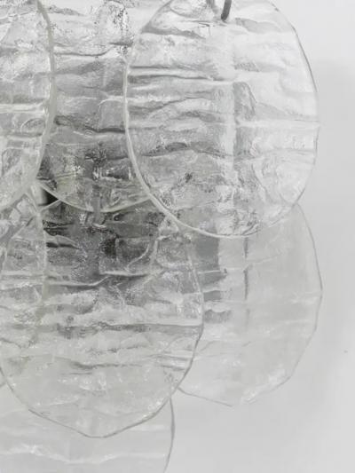  J T Kalmar Kalmar Lighting J T Kalmar Blatt Modernist Ice Glass Disc Sconce Wall Light Austria 1960s