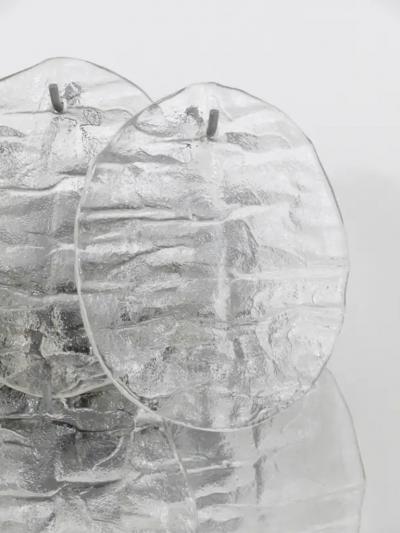  J T Kalmar Kalmar Lighting J T Kalmar Blatt Modernist Ice Glass Disc Sconce Wall Light Austria 1960s