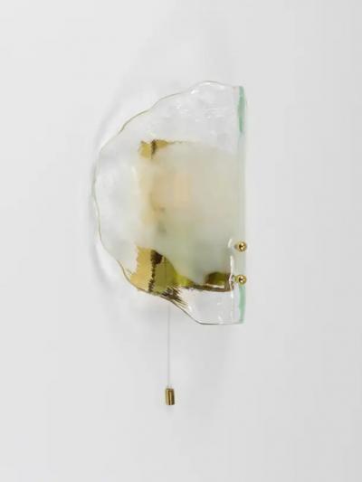  J T Kalmar Kalmar Lighting J T Kalmar Brass Murano Glass Petal Sconce Wall Light Vienna 1970s