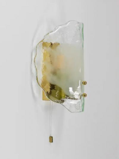  J T Kalmar Kalmar Lighting J T Kalmar Brass Murano Glass Petal Sconce Wall Light Vienna 1970s