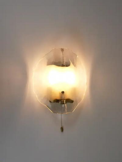  J T Kalmar Kalmar Lighting J T Kalmar Brass Murano Glass Petal Sconce Wall Light Vienna 1970s
