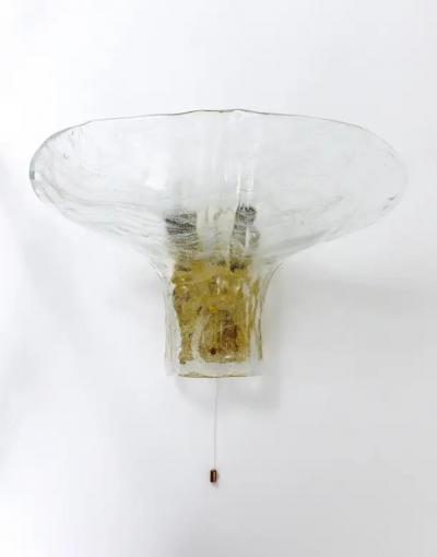  J T Kalmar Kalmar Lighting J T Kalmar Huge Brass Melting Glass Petal Sconce Mid Century Austria 1970s