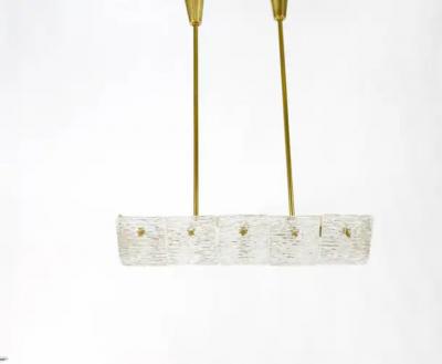  J T Kalmar Kalmar Lighting J T Kalmar Huge Spare Brass and Textured Glass Chandelier Austria 1950s