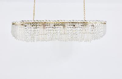  J T Kalmar Kalmar Lighting J T Kalmar Josef Frank 58 Zeppelin Crystal and Brass Chandelier Vienna 1950s