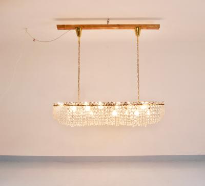  J T Kalmar Kalmar Lighting J T Kalmar Josef Frank 58 Zeppelin Crystal and Brass Chandelier Vienna 1950s