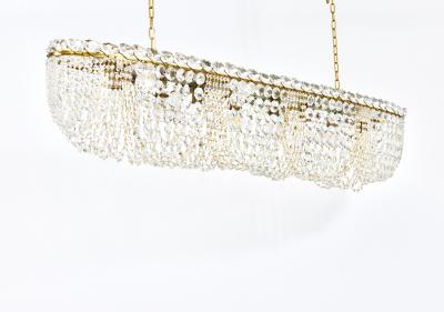  J T Kalmar Kalmar Lighting J T Kalmar Josef Frank 58 Zeppelin Crystal and Brass Chandelier Vienna 1950s