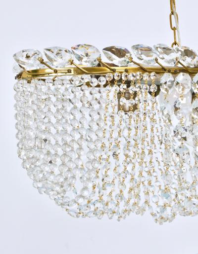  J T Kalmar Kalmar Lighting J T Kalmar Josef Frank 58 Zeppelin Crystal and Brass Chandelier Vienna 1950s