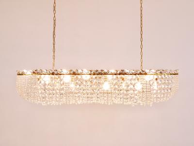  J T Kalmar Kalmar Lighting J T Kalmar Josef Frank 58 Zeppelin Crystal and Brass Chandelier Vienna 1950s