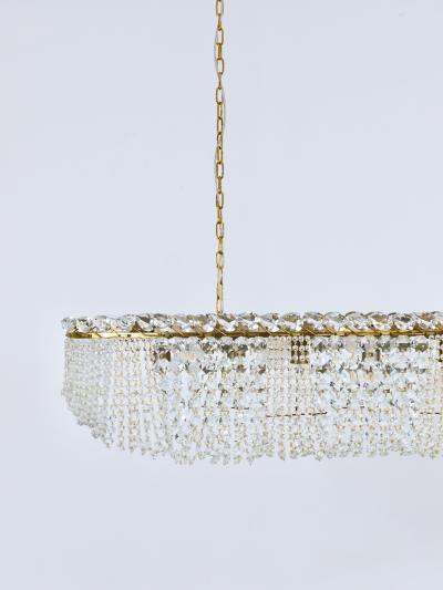  J T Kalmar Kalmar Lighting J T Kalmar Josef Frank 58 Zeppelin Crystal and Brass Chandelier Vienna 1950s