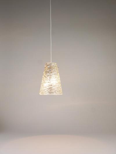  J T Kalmar Kalmar Lighting J T Kalmar Mid Century Textured Glass Brass Pendant Lamp Austria 1950s