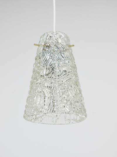  J T Kalmar Kalmar Lighting J T Kalmar Mid Century Textured Glass Brass Pendant Lamp Austria 1950s