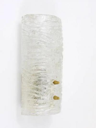  J T Kalmar Kalmar Lighting J T Kalmar Pair Sconces Wall Lamps Brass Textured Glass Austria 1950s