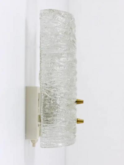  J T Kalmar Kalmar Lighting J T Kalmar Pair Sconces Wall Lamps Brass Textured Glass Austria 1950s