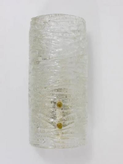  J T Kalmar Kalmar Lighting J T Kalmar Pair Sconces Wall Lamps Brass Textured Glass Austria 1950s