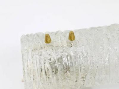  J T Kalmar Kalmar Lighting J T Kalmar Pair Sconces Wall Lamps Brass Textured Glass Austria 1950s