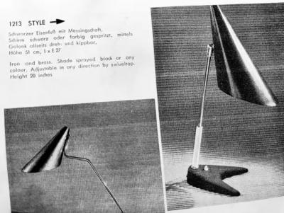 J T Kalmar Kalmar Lighting J T Kalmar Red Brass Midcentury Table Lamp Model Style Vienna Austria 1950s