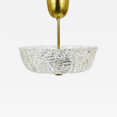  J T Kalmar Kalmar Lighting J T Kalmar Round Mid Century Brass Textured Glass Chandelier Austria 1950s