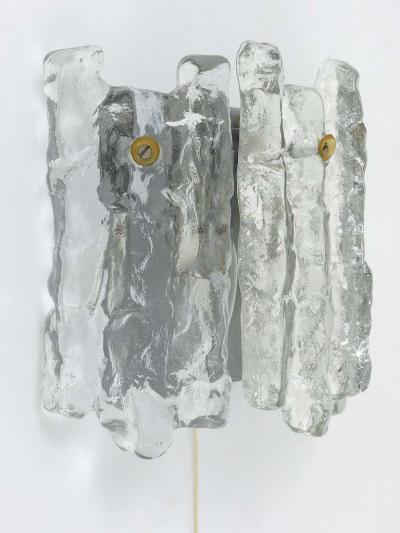  J T Kalmar Kalmar Lighting J T Kalmar Soria Midcentury Ice Glass Sconce Wall Light Austria 1970s