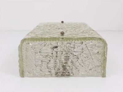  J T Kalmar Kalmar Lighting J T Kalmar Square Midcentury Textured Glass Flush Mount Sconce Vienna 1950s