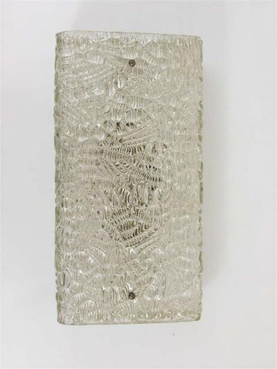  J T Kalmar Kalmar Lighting J T Kalmar Square Midcentury Textured Glass Flush Mount Sconce Vienna 1950s