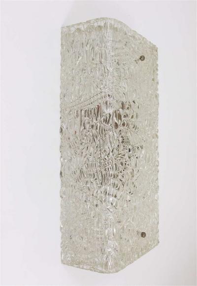 J T Kalmar Kalmar Lighting J T Kalmar Square Midcentury Textured Glass Flush Mount Sconce Vienna 1950s