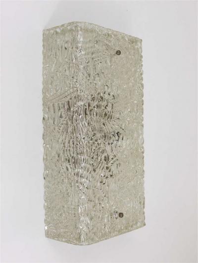  J T Kalmar Kalmar Lighting J T Kalmar Square Midcentury Textured Glass Flush Mount Sconce Vienna 1950s
