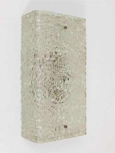  J T Kalmar Kalmar Lighting J T Kalmar Square Midcentury Textured Glass Flush Mount Sconce Vienna 1950s