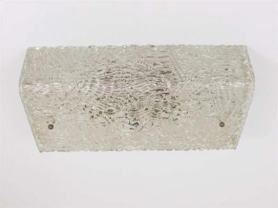  J T Kalmar Kalmar Lighting J T Kalmar Square Midcentury Textured Glass Flush Mount Sconce Vienna 1950s