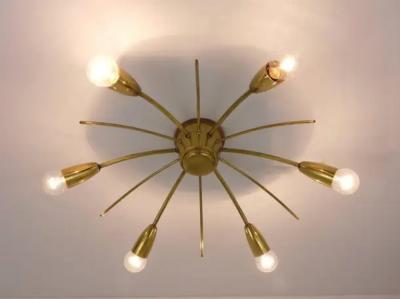  J T Kalmar Kalmar Lighting J T Kalmar Sun Mid Century Brass Chandelier Ceiling Lamp Austria 1950s