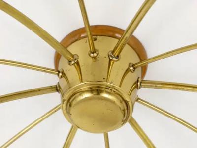 J T Kalmar Kalmar Lighting J T Kalmar Sun Mid Century Brass Chandelier Ceiling Lamp Austria 1950s