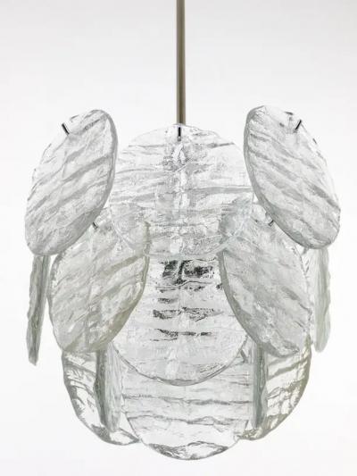  J T Kalmar Kalmar Lighting J T Kalmar Vienna Ice Glass Disc Mid Century Chandelier Austria 1960s