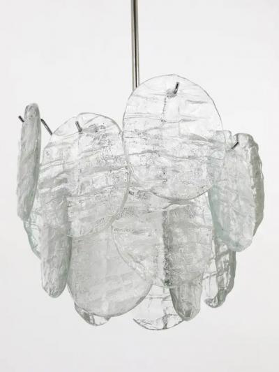  J T Kalmar Kalmar Lighting J T Kalmar Vienna Ice Glass Disc Mid Century Chandelier Austria 1960s