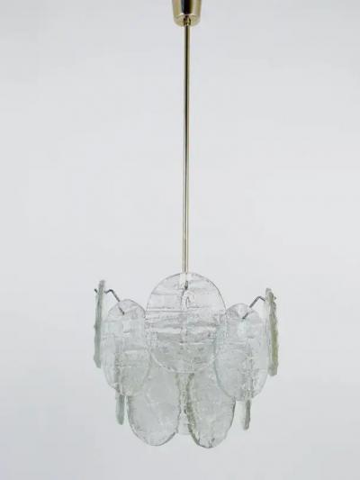 J T Kalmar Kalmar Lighting J T Kalmar Vienna Ice Glass Disc Mid Century Chandelier Austria 1960s