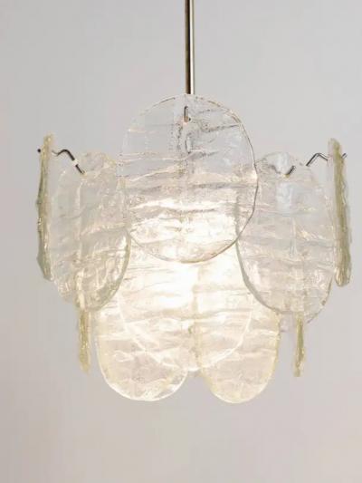  J T Kalmar Kalmar Lighting J T Kalmar Vienna Ice Glass Disc Mid Century Chandelier Austria 1960s