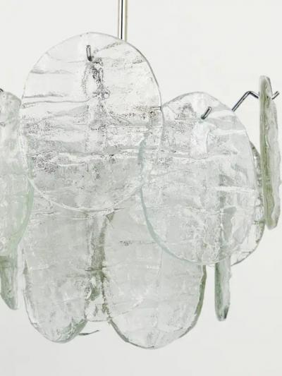  J T Kalmar Kalmar Lighting J T Kalmar Vienna Ice Glass Disc Mid Century Chandelier Austria 1960s