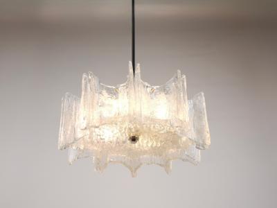  J T Kalmar Kalmar Lighting J T Kalmar Vienna Ice Glass Star Chandelier Austria 1960s