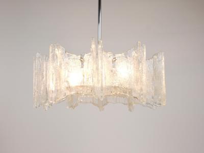 J T Kalmar Kalmar Lighting J T Kalmar Vienna Ice Glass Star Chandelier Austria 1960s