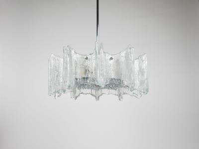 J T Kalmar Kalmar Lighting J T Kalmar Vienna Ice Glass Star Chandelier Austria 1960s