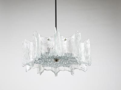  J T Kalmar Kalmar Lighting J T Kalmar Vienna Ice Glass Star Chandelier Austria 1960s