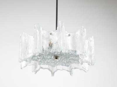  J T Kalmar Kalmar Lighting J T Kalmar Vienna Ice Glass Star Chandelier Austria 1960s