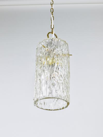  J T Kalmar Kalmar Lighting J T Kalmar Vienna Midcentury Textured Glass Tube Brass Pendant Lamp Austria