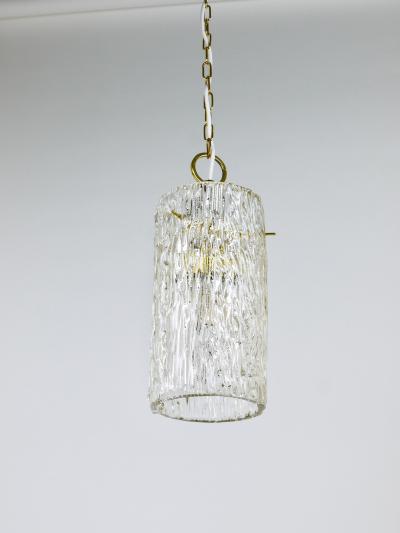  J T Kalmar Kalmar Lighting J T Kalmar Vienna Midcentury Textured Glass Tube Brass Pendant Lamp Austria