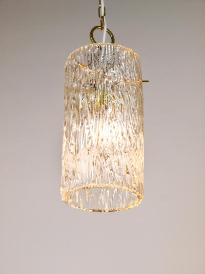  J T Kalmar Kalmar Lighting J T Kalmar Vienna Midcentury Textured Glass Tube Brass Pendant Lamp Austria